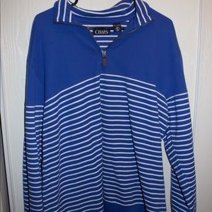 Chaps blue and striped polo sweater